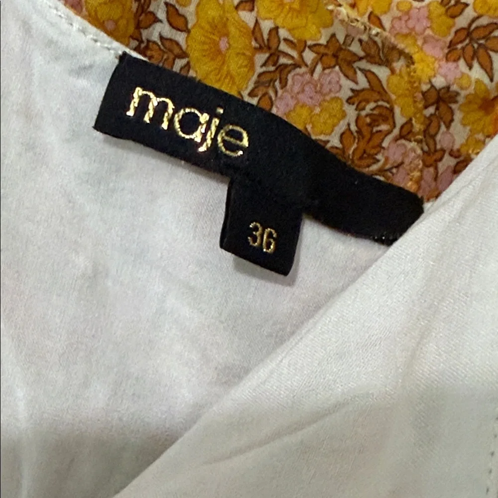 MAJE Rissol Floral Ruffle Sleeveless Cotton Dress US Size Small - Picture 11 of 16